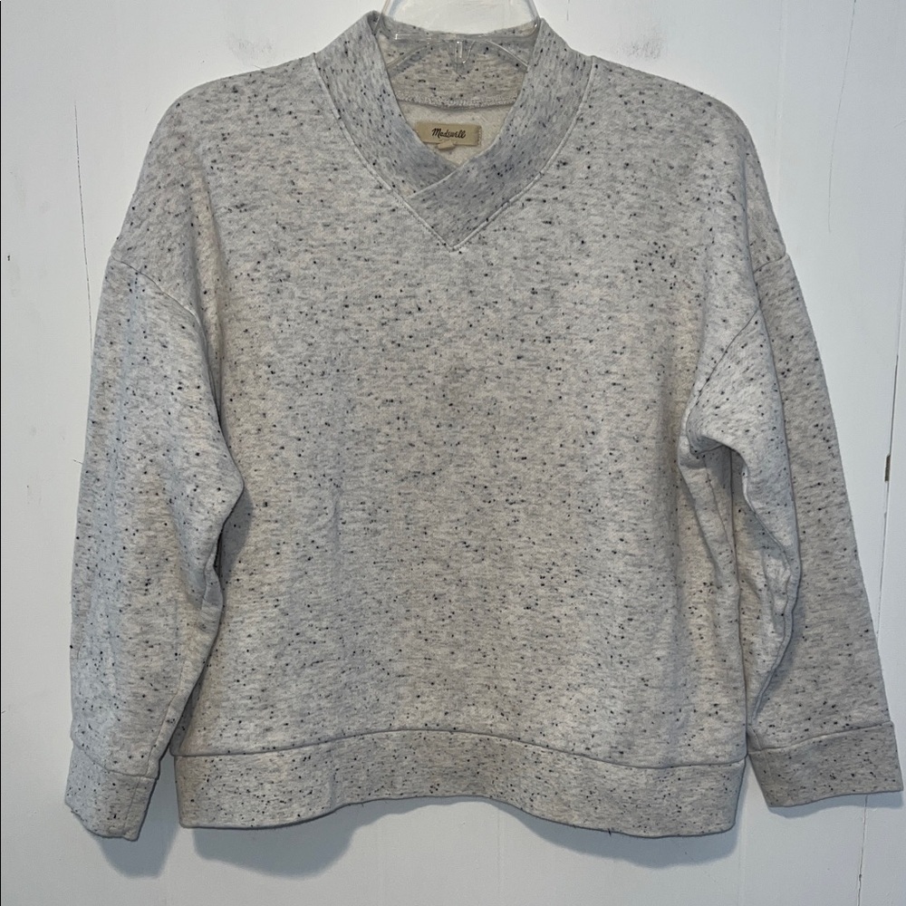 Madewell Women’s Pullover V neck Light Gray Speckled Top 0312265